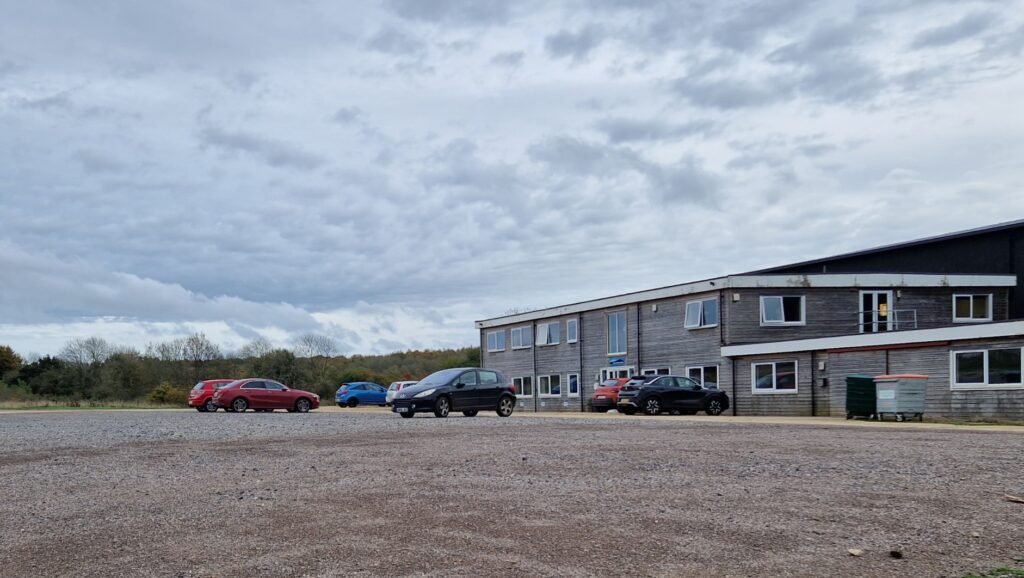 Production offices and parking at Black Hangar Studios