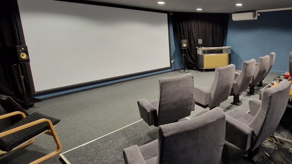 The BARCO screening room at Black Hangar Studios