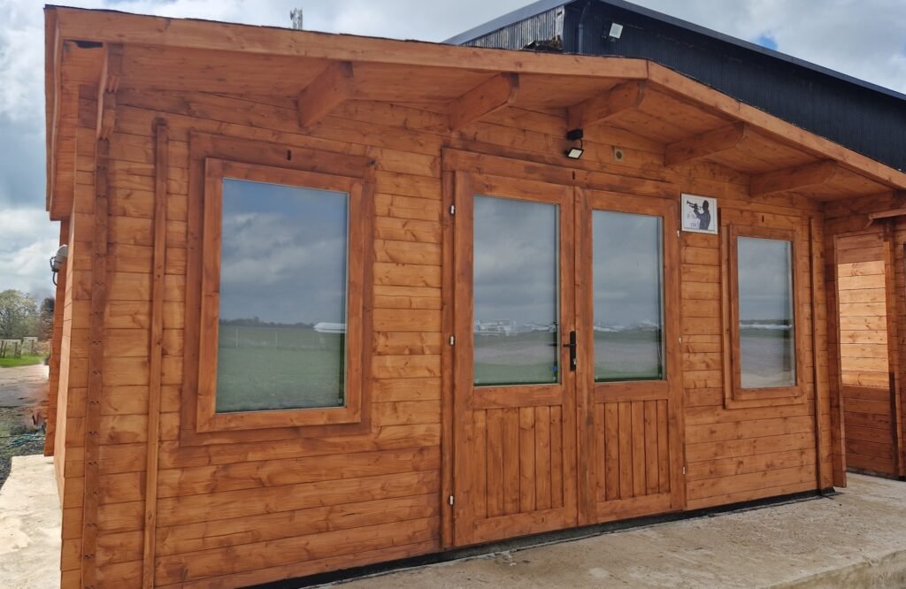 Wooden green room cabin on the studio lot