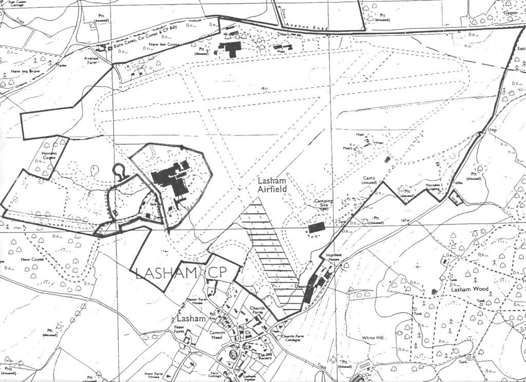 Historic map of Lasham village and airfield